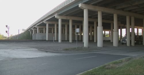 Underpass area near I-610 North Loop at Kirkpatrick Blvd where the fire and discovery occurred
